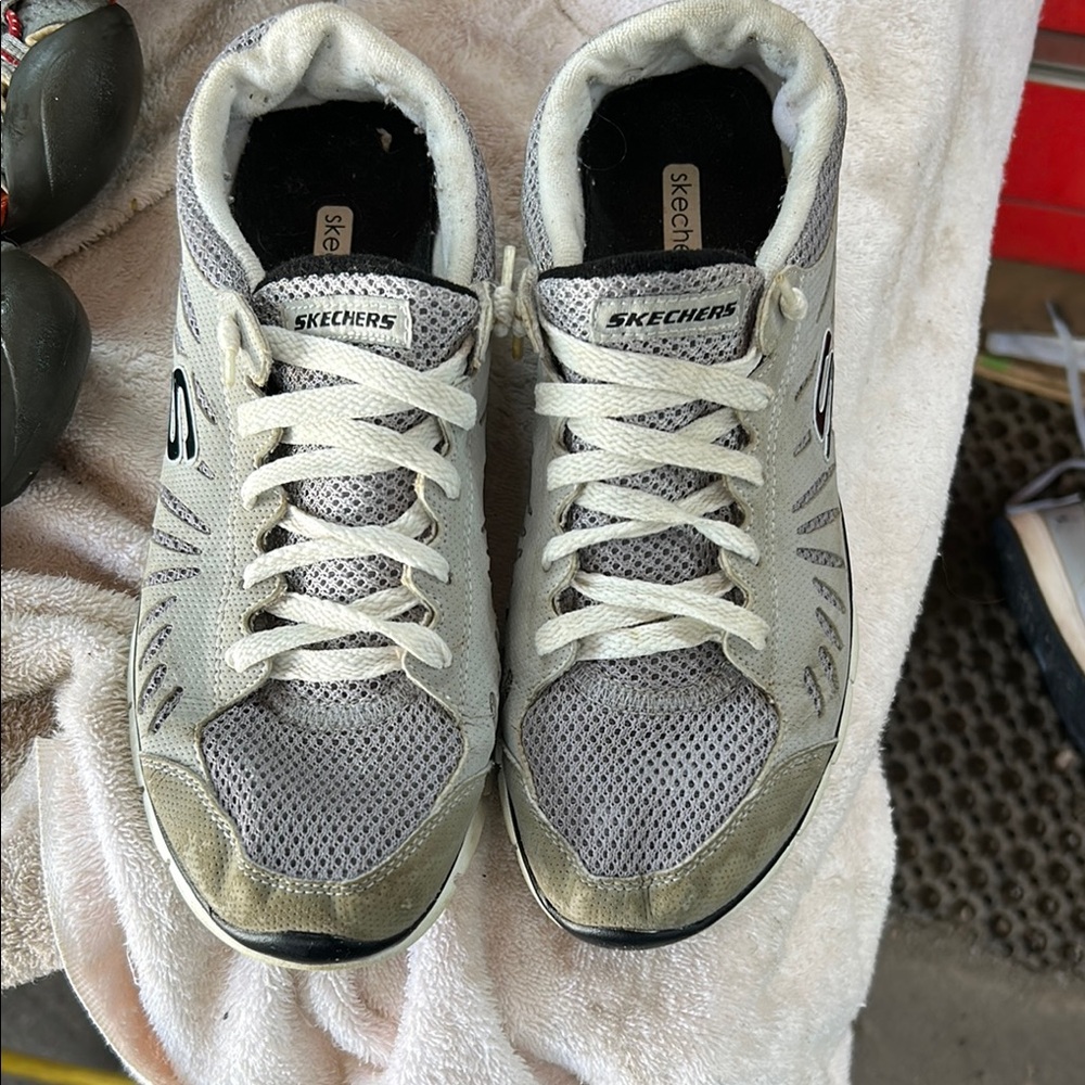 Skechers Metallic Gray Athletic Shoes